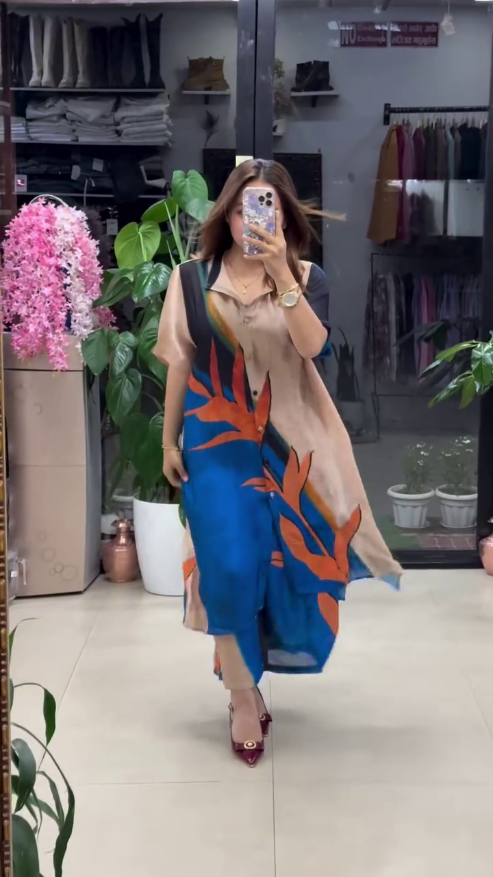 🍂 Modern Muse: Abstract Floral Statement Dress