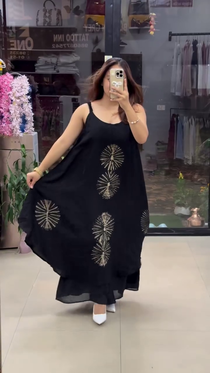 🖤 Midnight Aura: Tie-Dye Statement Maxi Dress