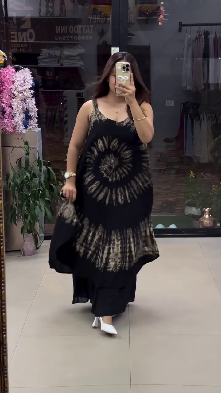 🖤 Midnight Aura: Tie-Dye Statement Maxi Dress