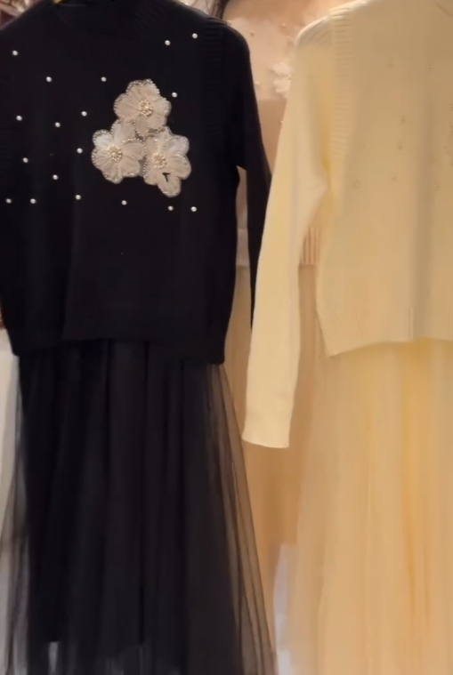 🤎 Cozy Couture: Knit & Tulle Dress Set