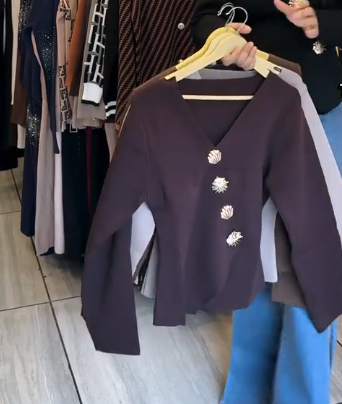 🤎 Modern Muse: Statement Button V-Neck Top