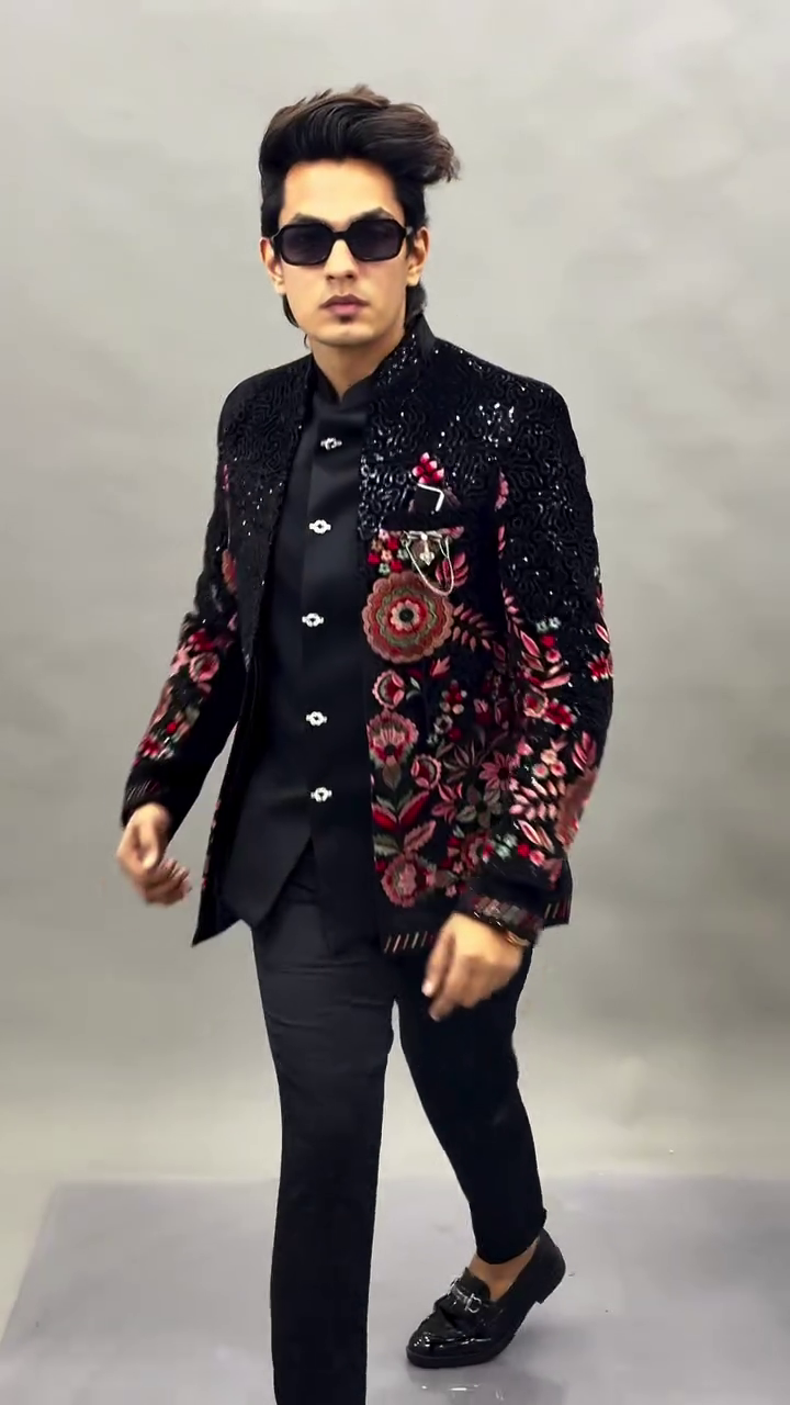 Bold Elegance: A Modern Statement in Black Embroidered Couture