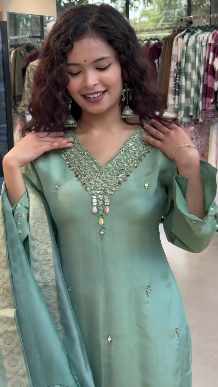 Fancy Kurta Set with Dupatta and Bottom – Elegant Ethnic Wear for Women ✨