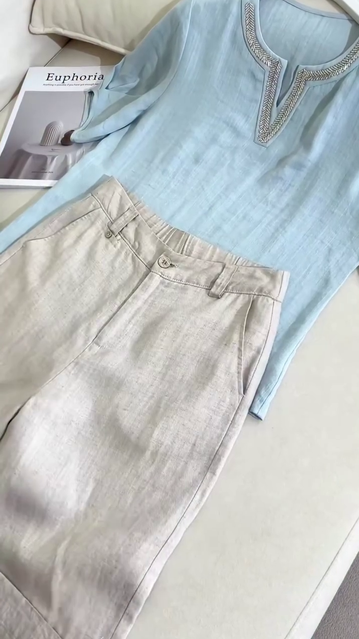 Sky Blue Short Kurti with Trousers – Effortless Everyday Elegance for Women 🌸✨