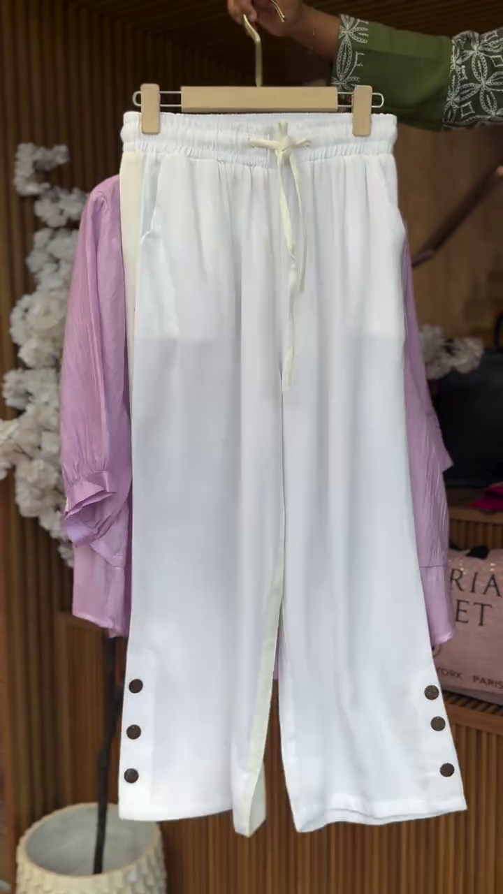 Soft Summer Elegance: Lavender Embroidered Top with White Shorts Set