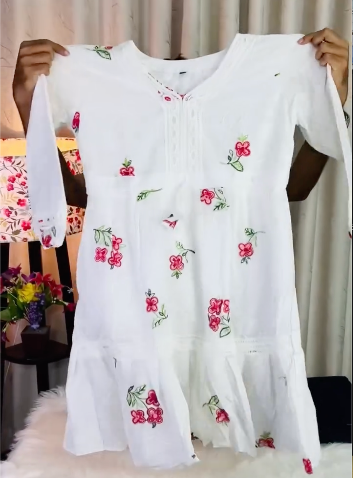 Classic Ethnic Fusion – White Embroidered Kurta with Blue Jeans Combo at Just ₹149