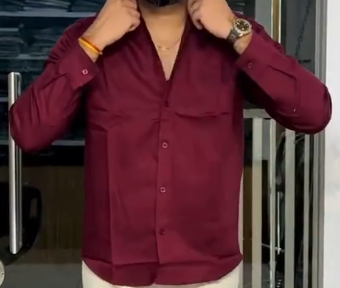 Men’s Maroon Solid Opaque Casual Shirt – Boonne Fashions Spread Collar Full Sleeve Shirt and pante at Just ₹149 Only