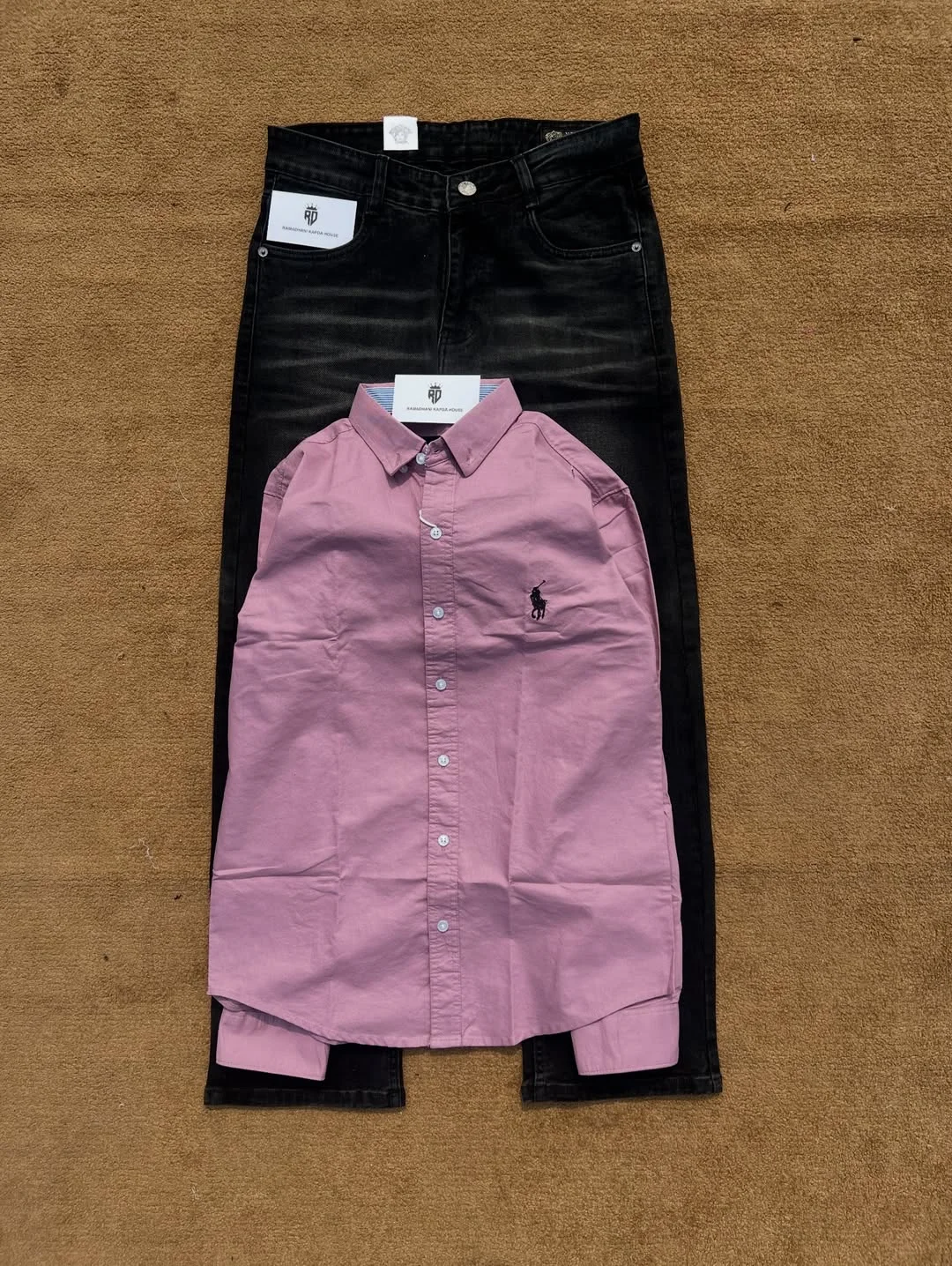 Classic Pink Polo Style Button-Down Shirt with Black Jeans – Men’s Smart Casual Outfit at Just ₹149 Only