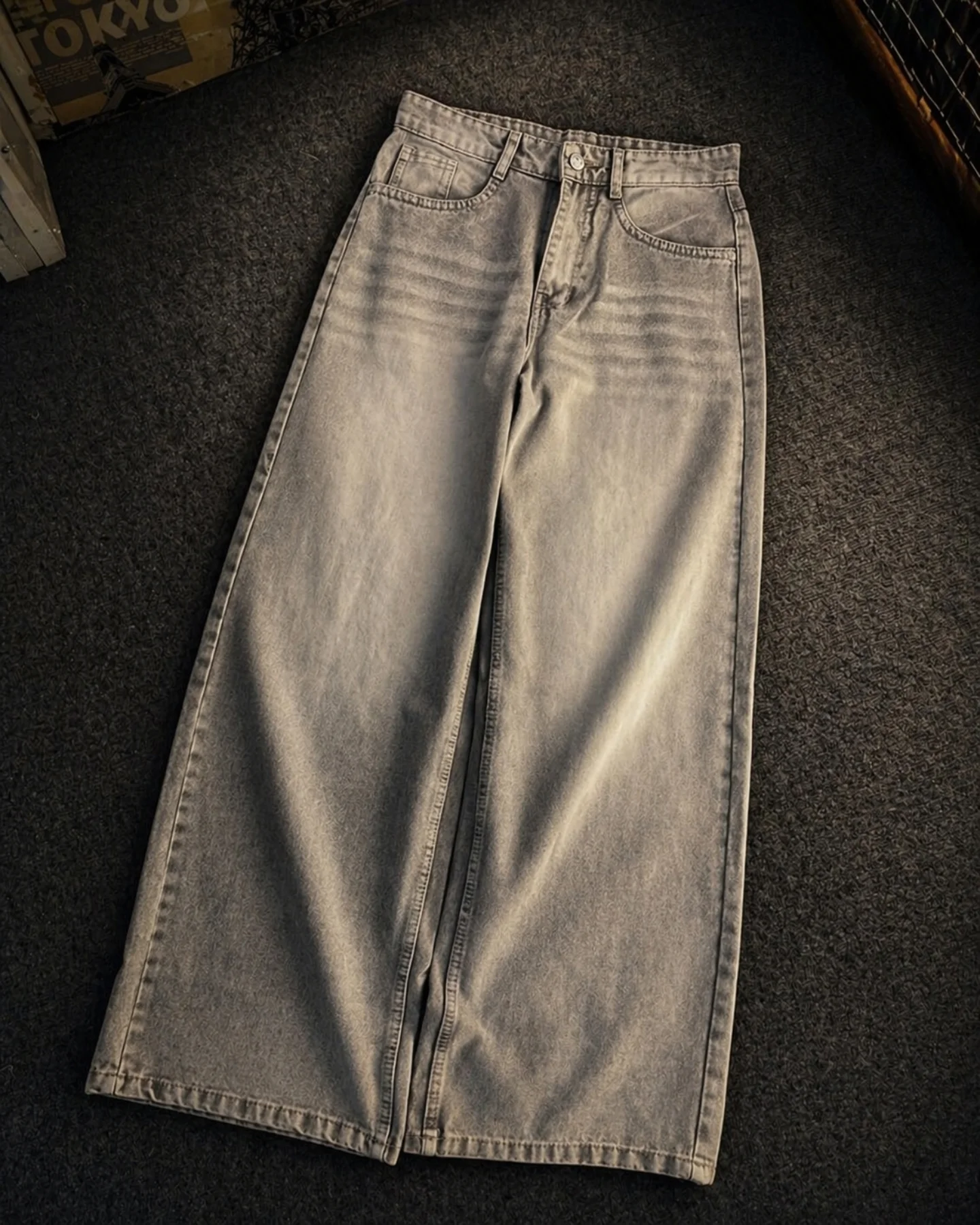 Vintage Washed Wide-Leg Baggy Jeans for Women – Offduty Style Grey Denim Look at Just ₹99 Only