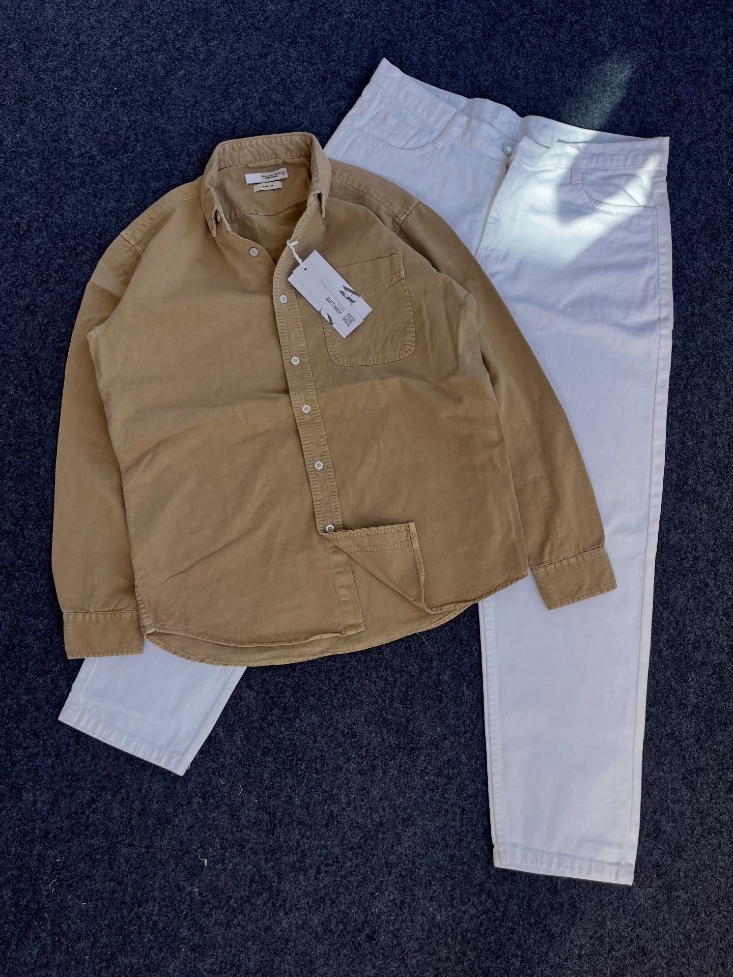 Men’s Rust Corduroy Shirt – Premium Textured Style at Just ₹99 Only | Paired with White Trousers Look