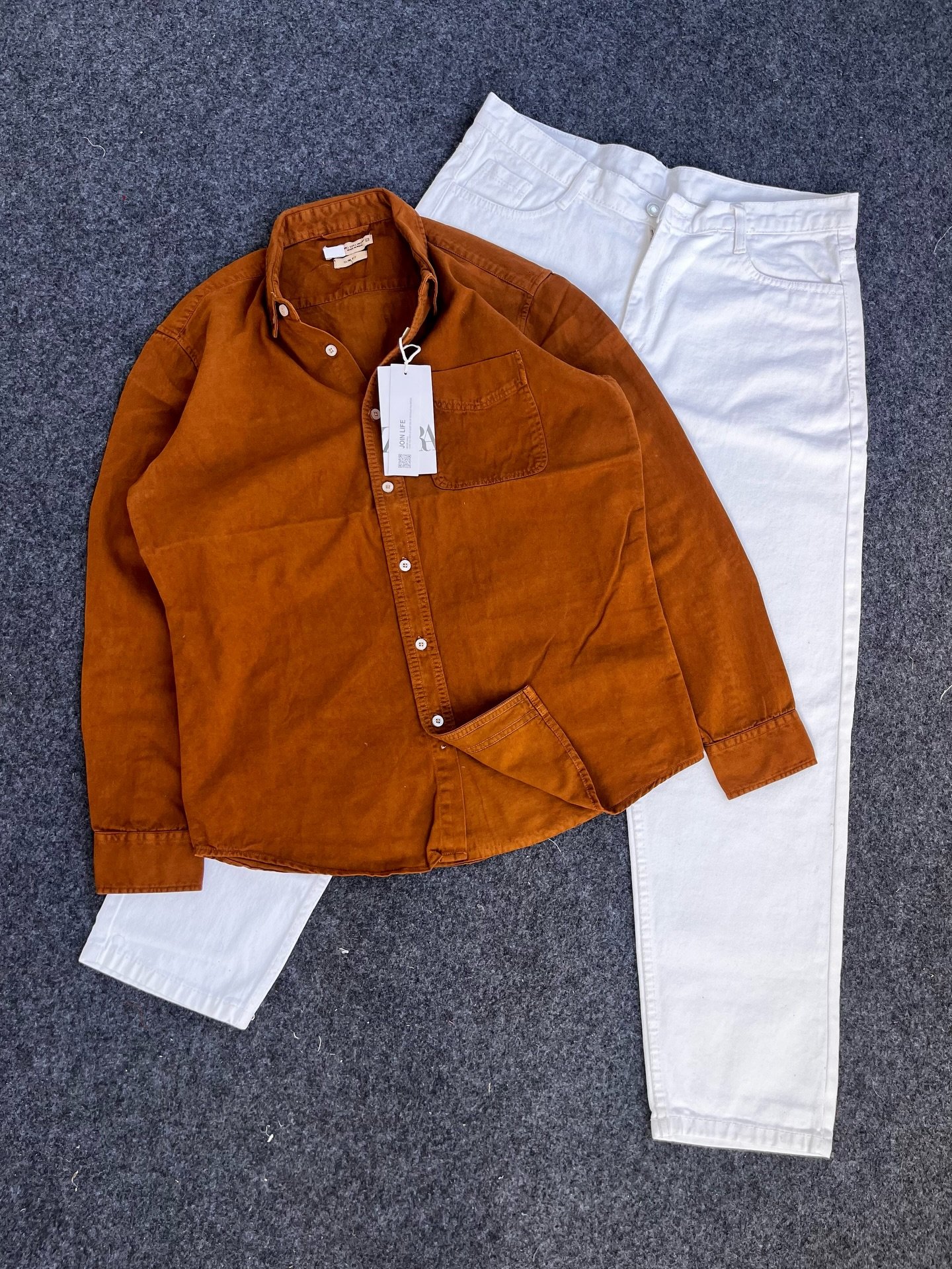Men’s Rust Corduroy Shirt – Premium Textured Style at Just ₹99 Only | Paired with White Trousers Look