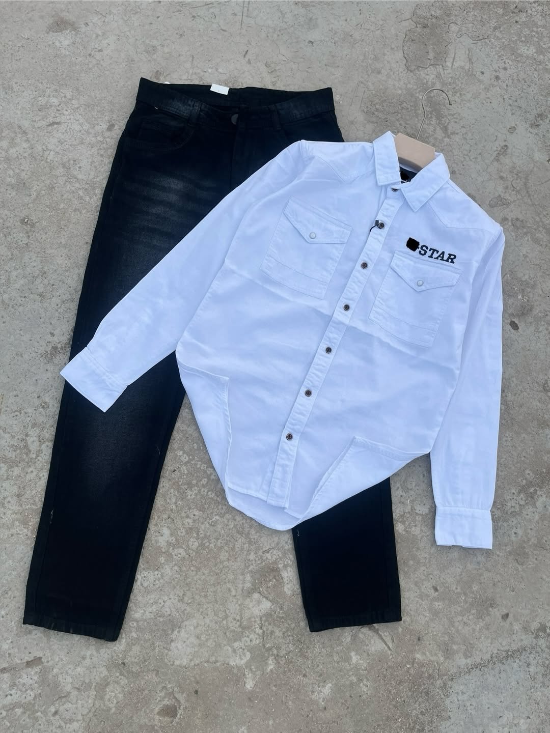 Upgrade Your Style Game with Premium White Embroidered Shirt & Black Denim Combo – Shirt at Just ₹99!