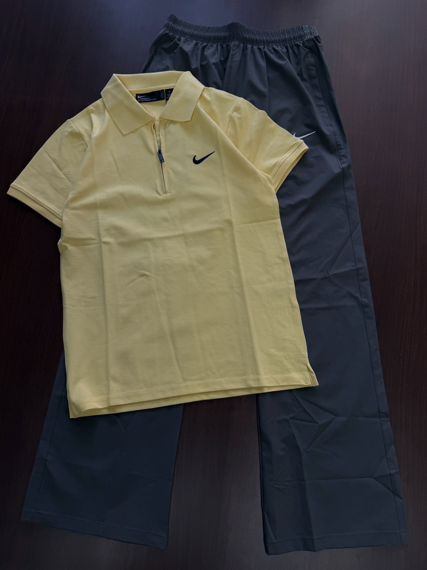 Sporty Performance Look: Blue Polo Shirt & Grey Athletic Sweatpants Set – Nike Dri-FIT Inspired Style at Just ₹149!
