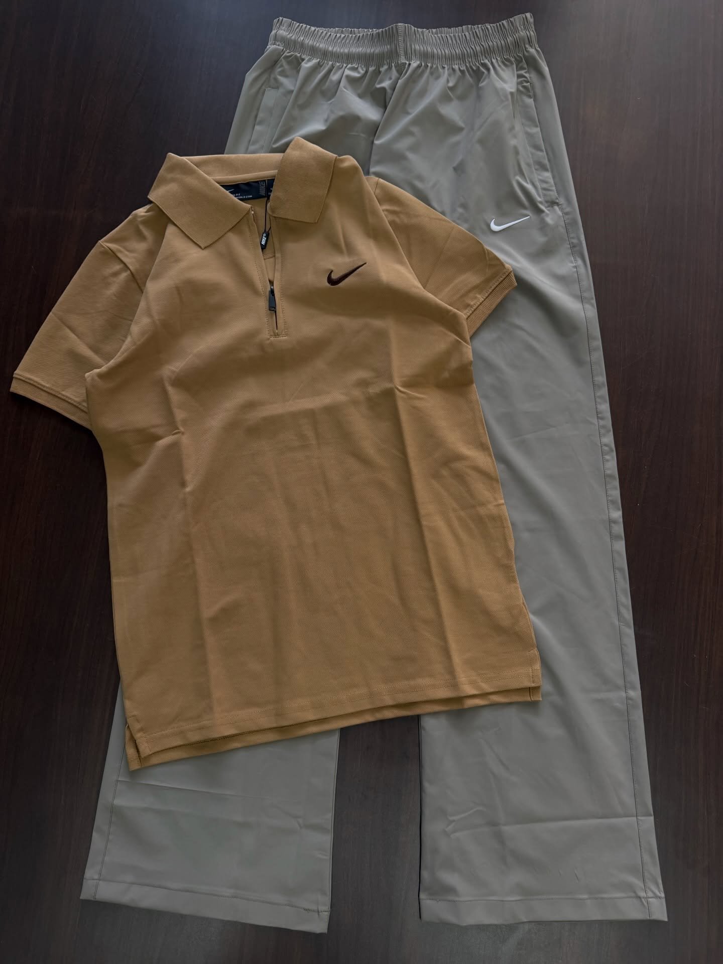 Sporty Performance Look: Blue Polo Shirt & Grey Athletic Sweatpants Set – Nike Dri-FIT Inspired Style at Just ₹149!