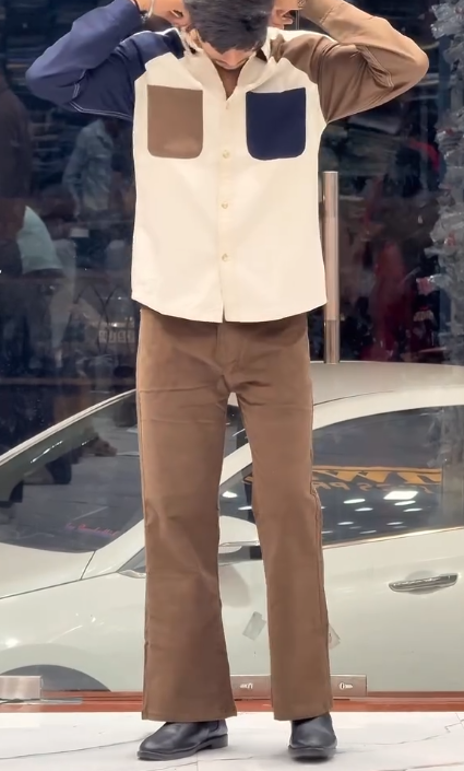 Classic Formal Elegance: White Button-Down Shirt with Brown Trousers & Black Shoes – Premium Look