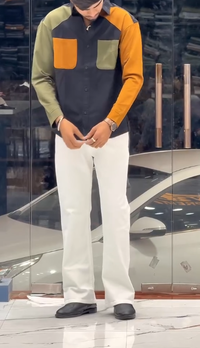 Classic Formal Elegance: White Button-Down Shirt with Brown Trousers & Black Shoes – Premium Look
