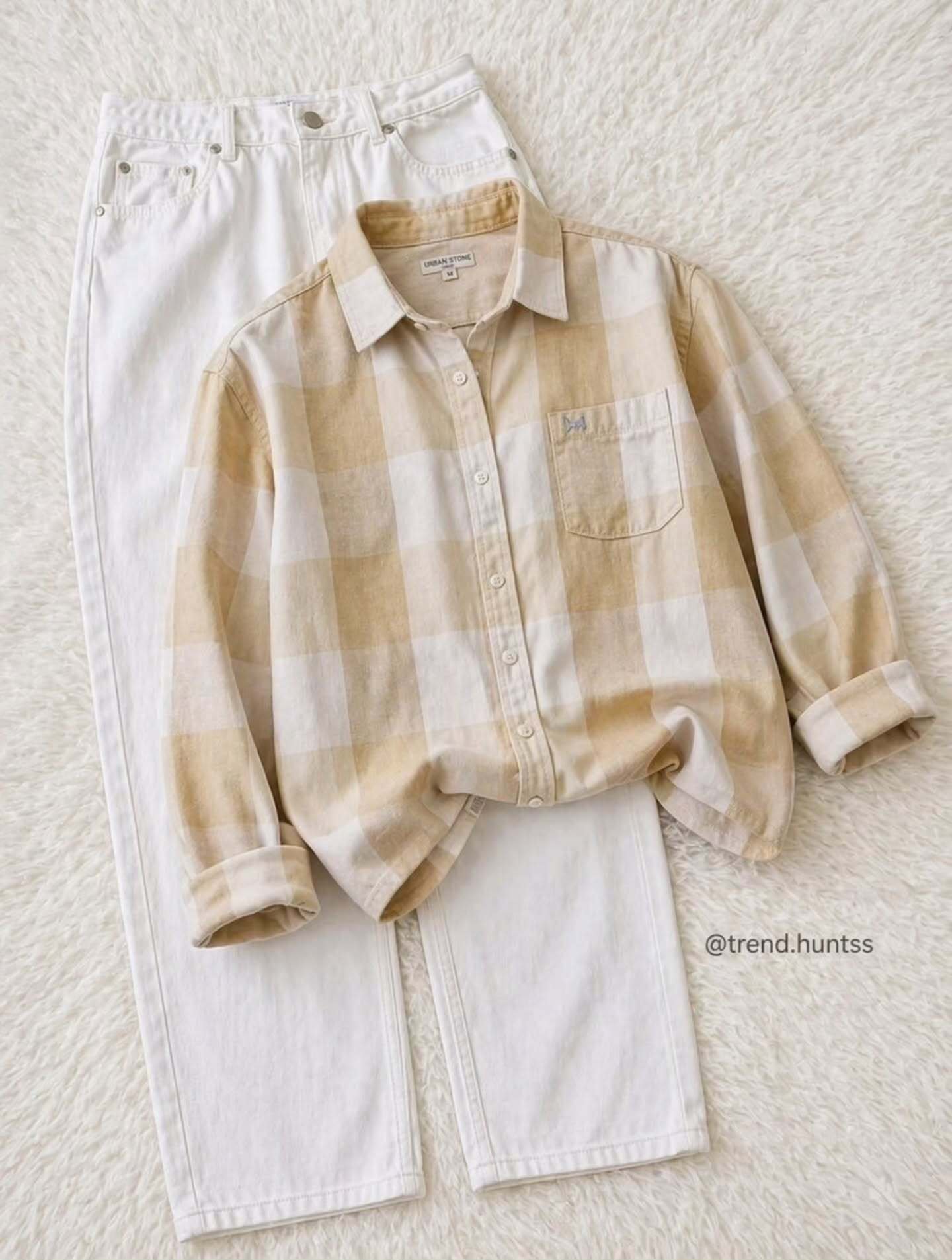Effortless Smart Casual Style: White & Grey Striped Shirt with White Trousers Combo – Just ₹149!
