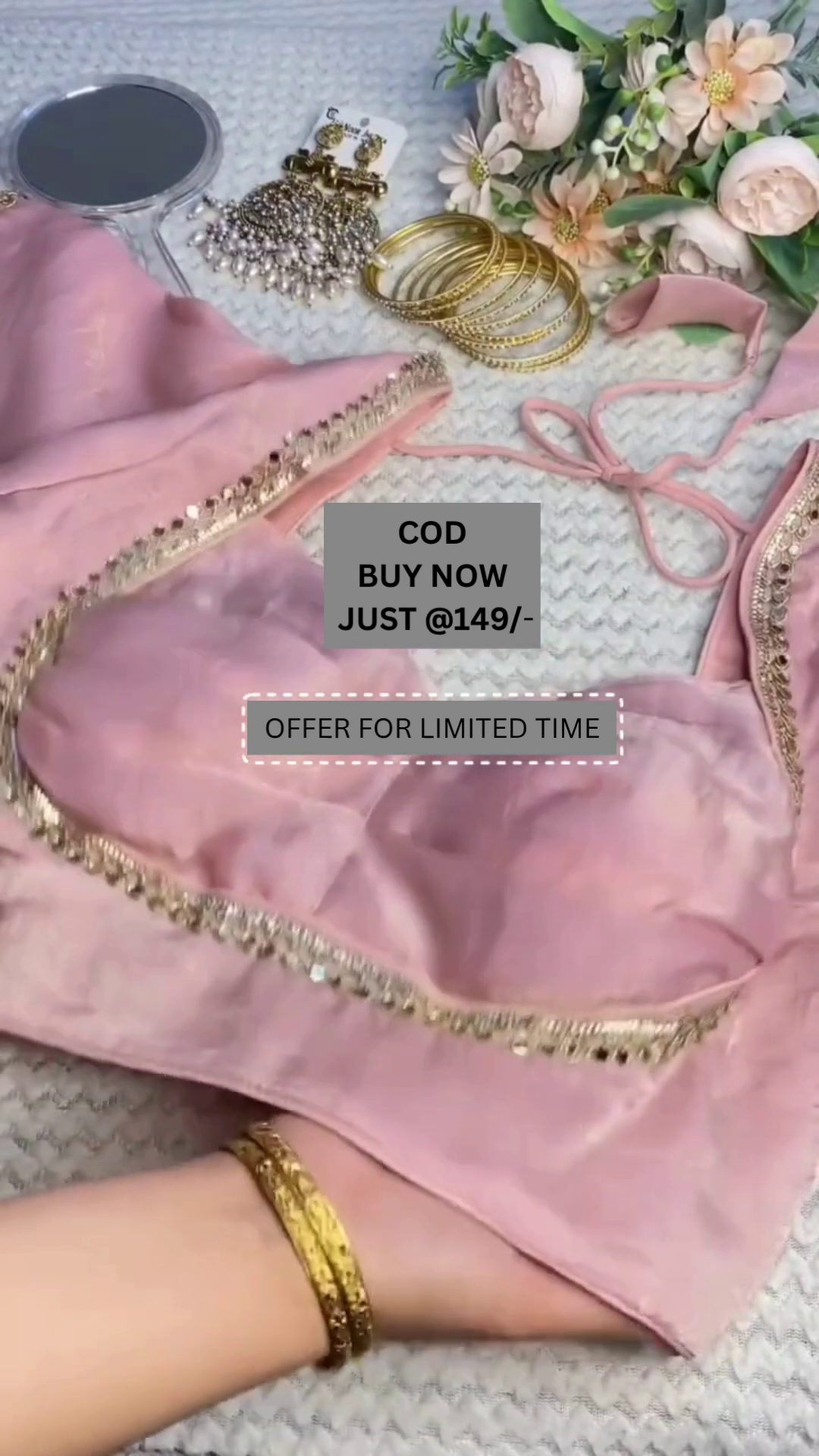 Shimmer & Shine – Pink Satin Sequin Blouse at Just ₹149!
