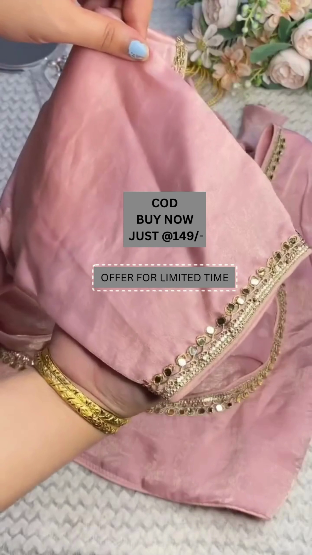 Shimmer & Shine – Pink Satin Sequin Blouse at Just ₹149!