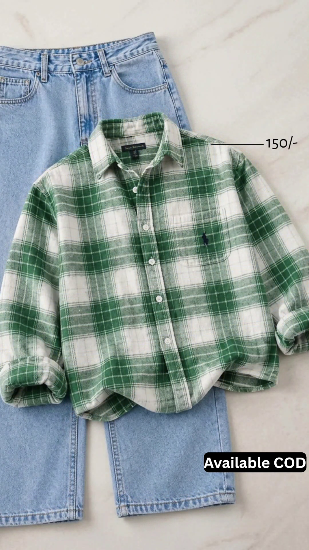 Effortless Everyday Style – Checkered Flannel Shirt & Denim Combo at Just ₹150!