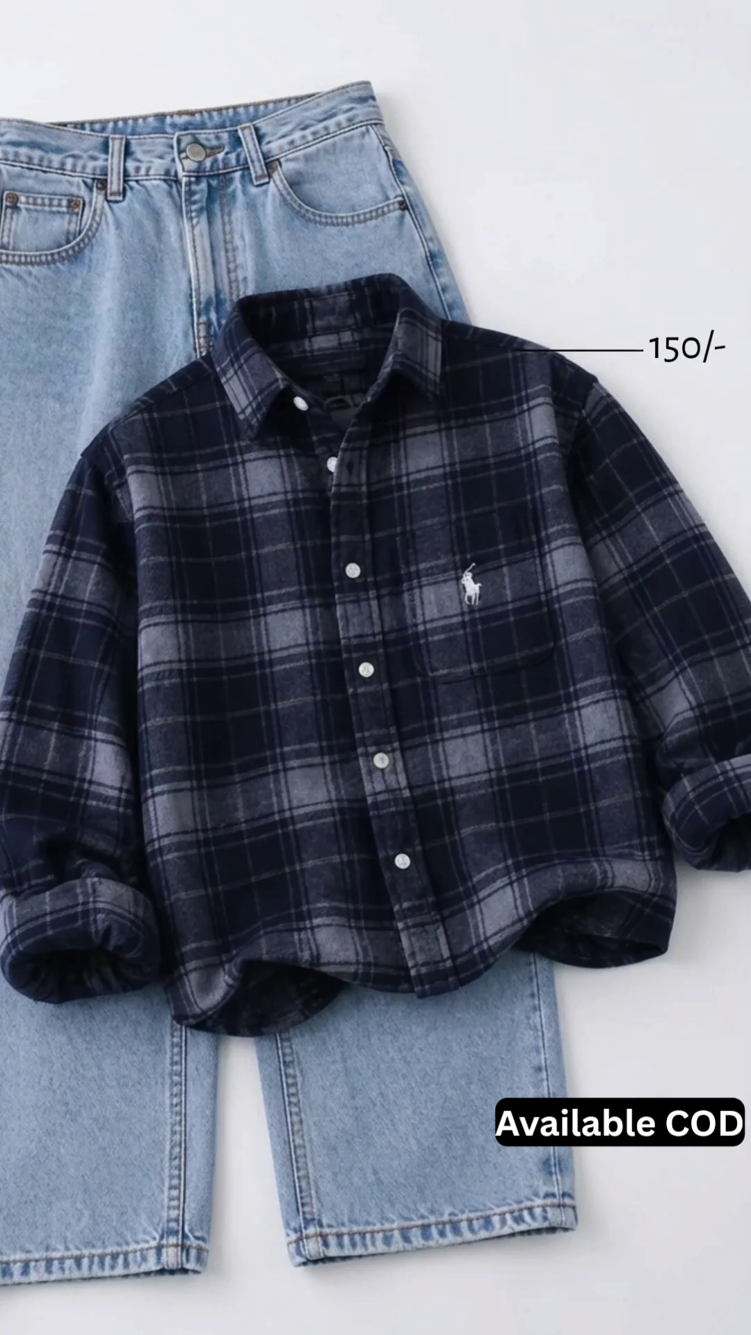 Effortless Everyday Style – Checkered Flannel Shirt & Denim Combo at Just ₹150!
