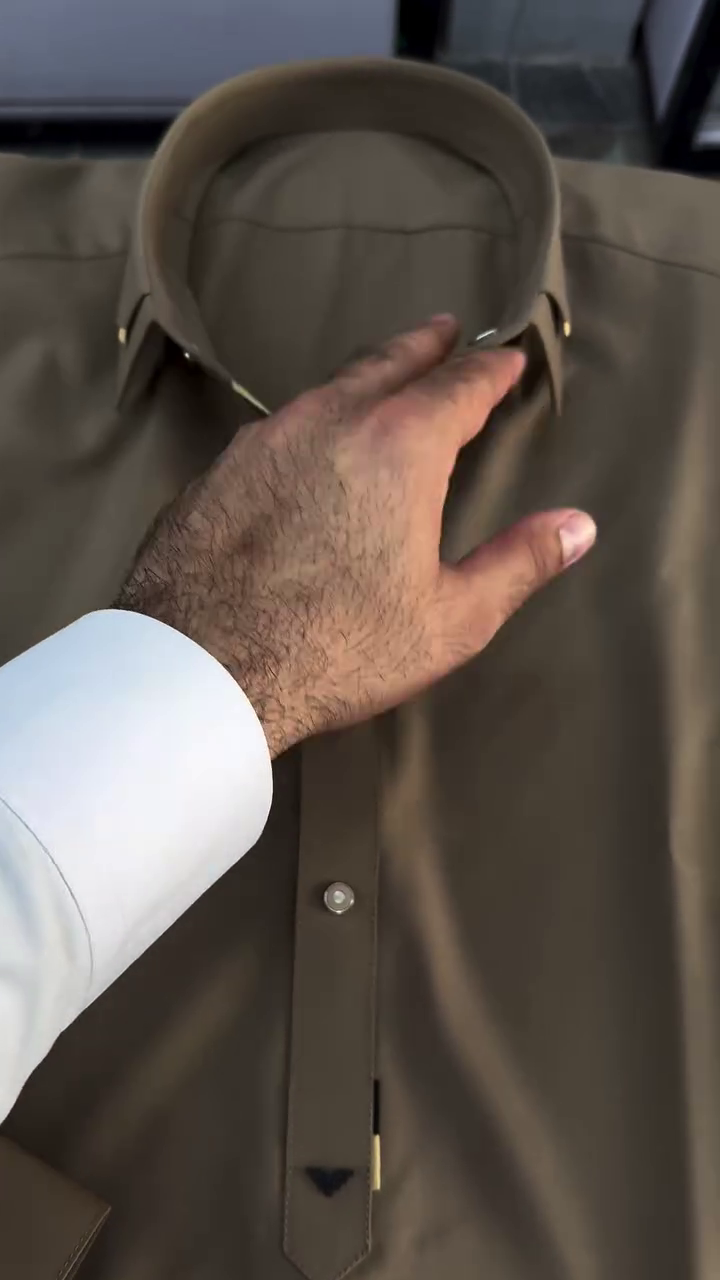 Men's Premium Brown Mandarin Collar Full Sleeve Shirt – Smart Casual & Formal Button-Down Shirt