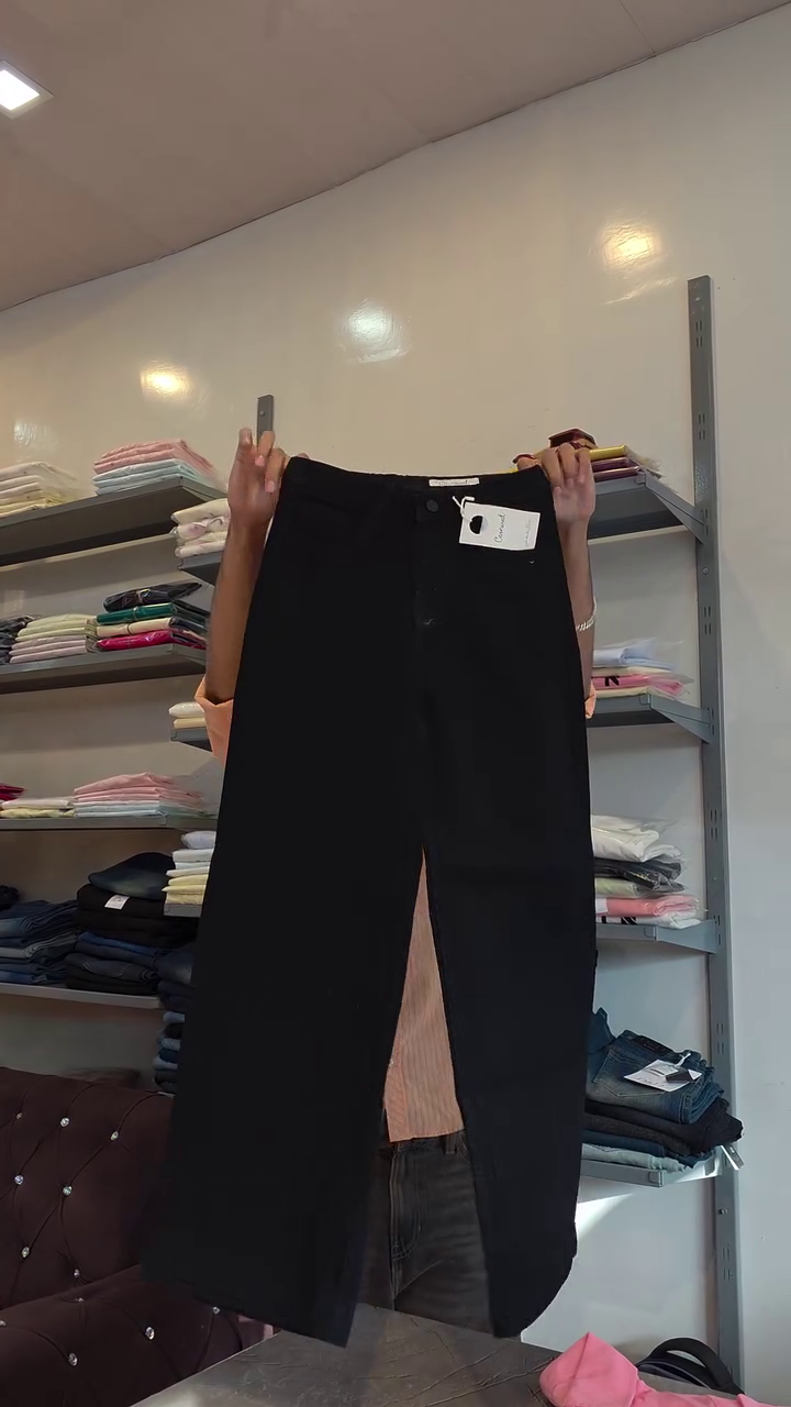 Women's Solid Crop Shirt & Wide Leg Jeans Combo