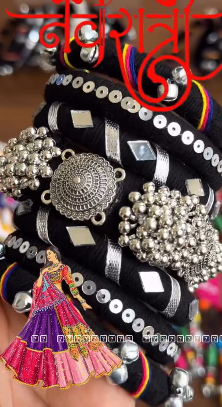 Traditional Mirror & Cowrie Shell Embellished Tribal Kada for Women