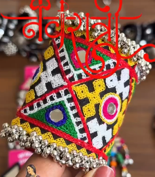 Traditional Mirror & Cowrie Shell Embellished Tribal Kada for Women