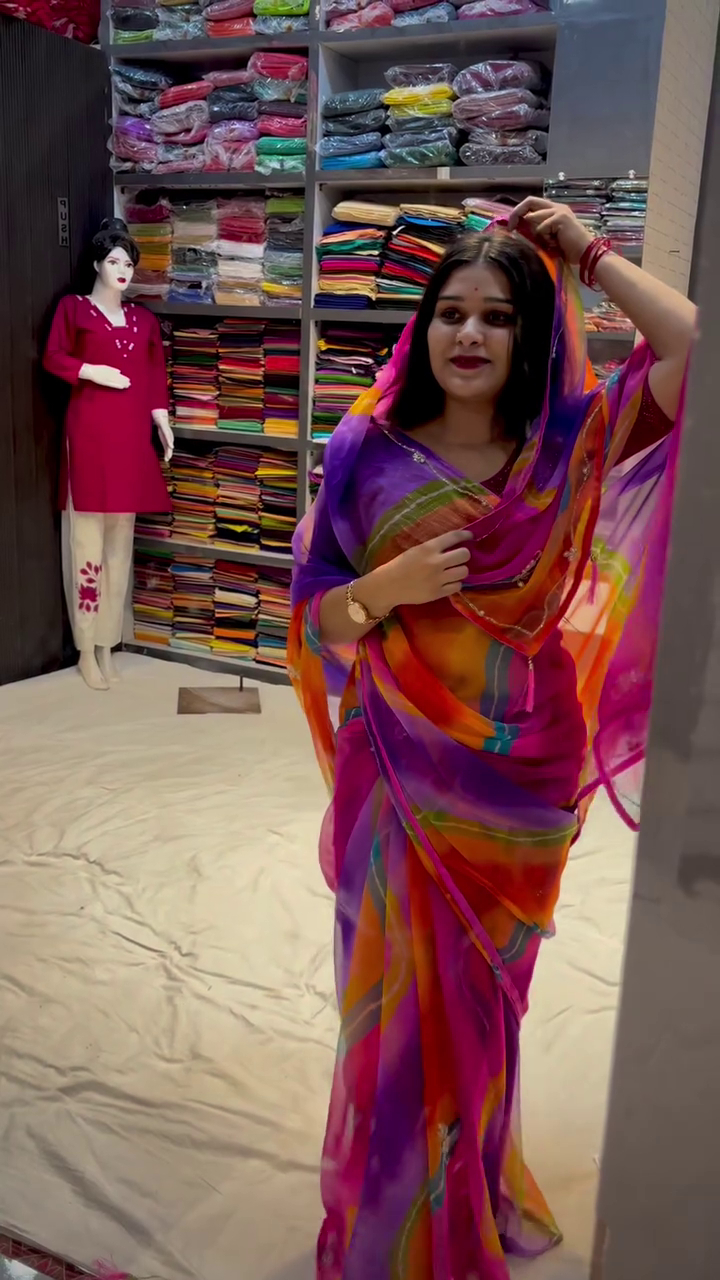 Elegant Rajasthani Leheriya Saree – Traditional Grace