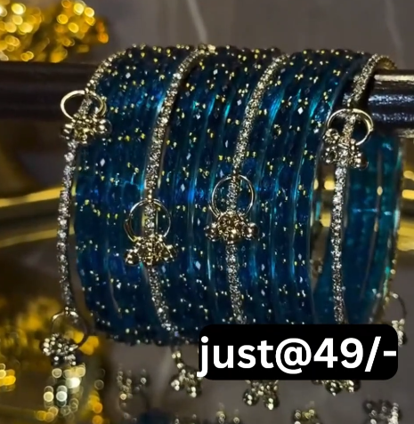 Royal Blue Glitter Bangles with Charm