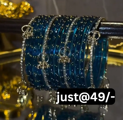 Royal Blue Glitter Bangles with Charm