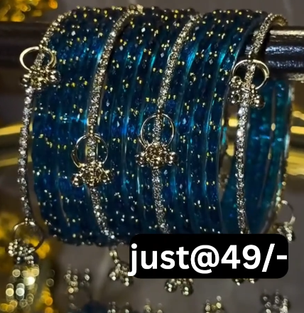 Royal Blue Glitter Bangles with Charm