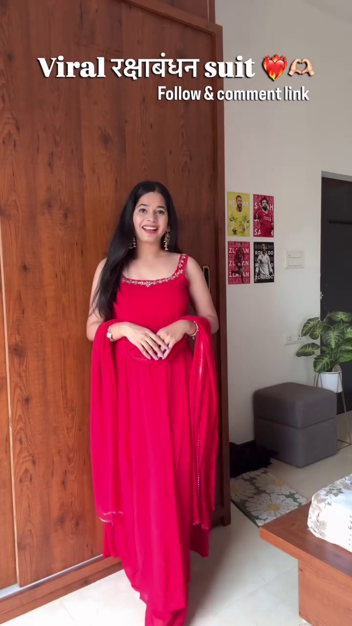 Women's Rani Pink Anarkali Suit Set | Elegant Sleeveless Flared Kurta with Dupatta for Raksha Bandhan & Festive Wear