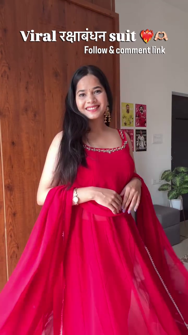 Women's Rani Pink Anarkali Suit Set | Elegant Sleeveless Flared Kurta with Dupatta for Raksha Bandhan & Festive Wear