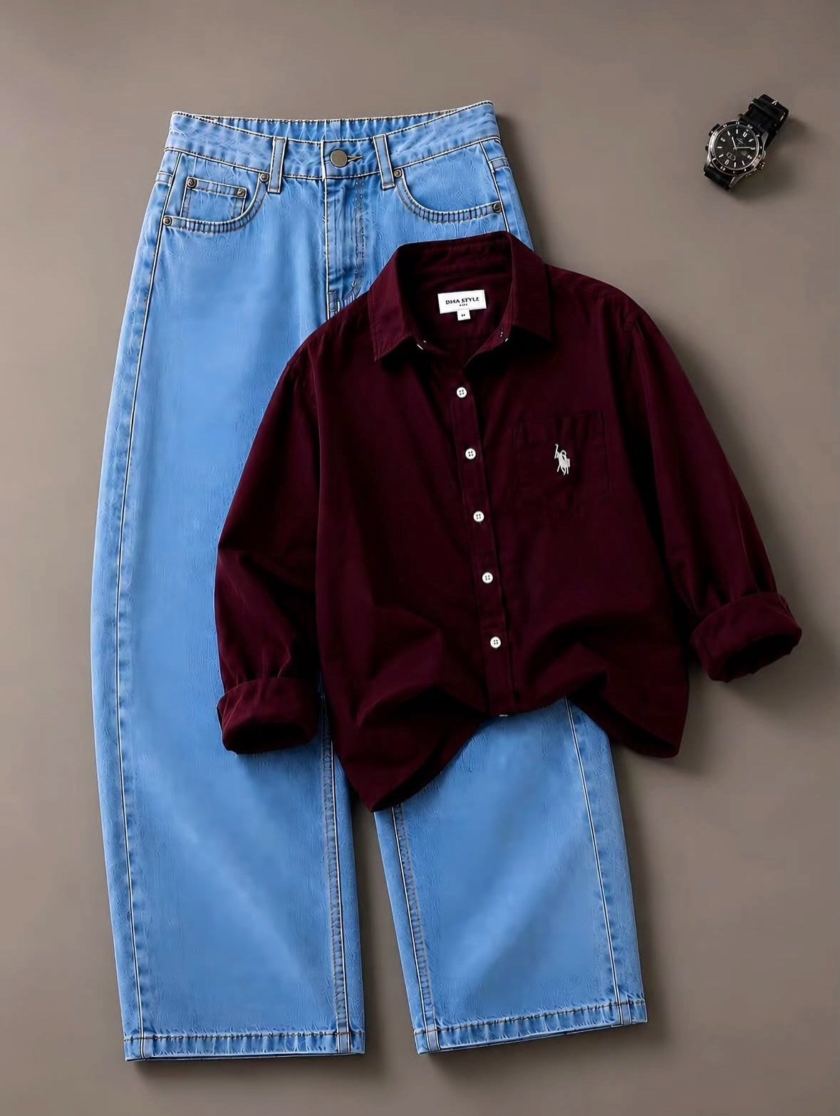 Women’s Stylish Shirt & Denim Jeans Co-Ord Set | Full Sleeve Casual Shirt with Straight Fit Blue Jeans | Multiple Colors