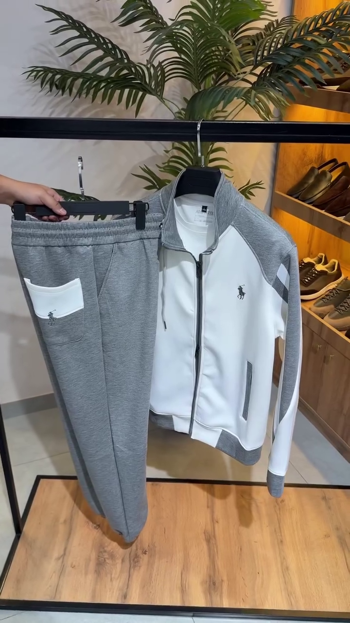 Premium Grey & White Tracksuit Set for Effortless Everyday Style