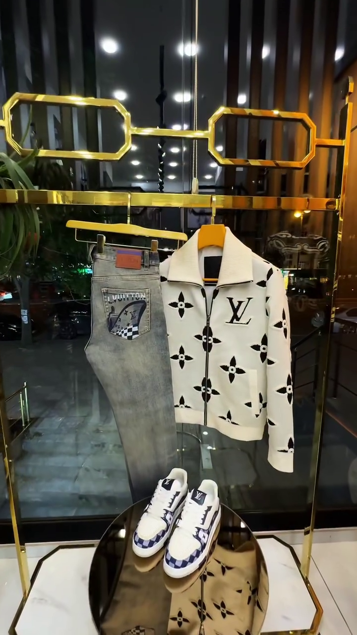 Luxury-Inspired White Jacket & Denim Streetwear Set