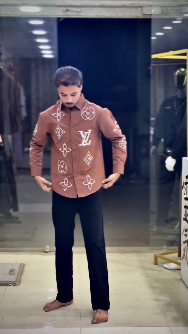Premium Men’s Full Sleeve Printed Shirt with Stylish Monogram-Inspired Pattern Outings, Festive Events & Everyday Fashion