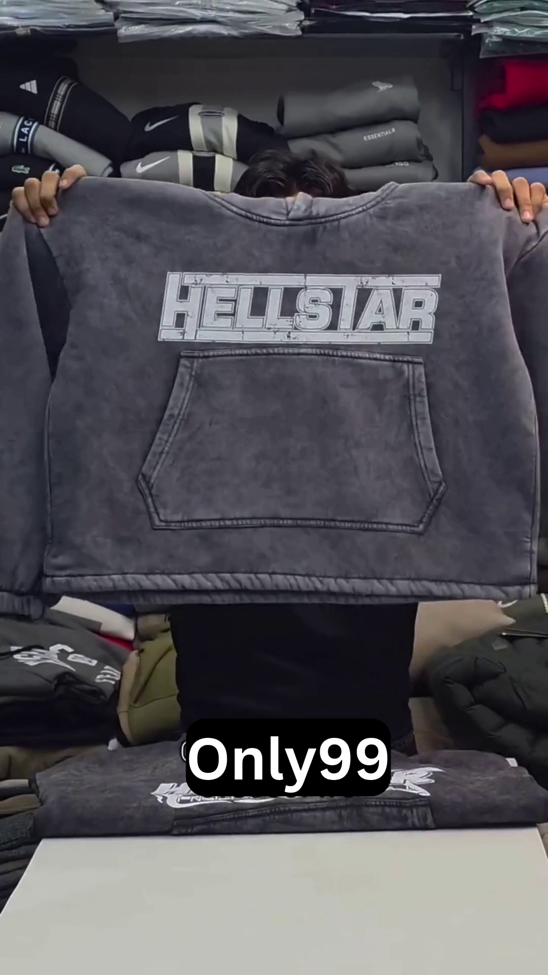 Trendy Charcoal Grey Washed Hoodie with Bold Graphic Print and Oversized Kangaroo Pocket for a Modern Streetwear Look