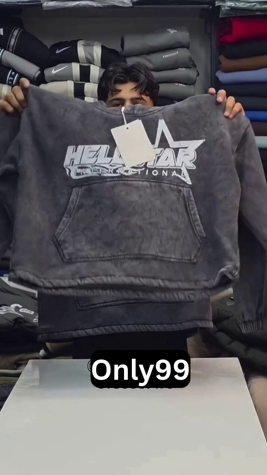 Trendy Charcoal Grey Washed Hoodie with Bold Graphic Print and Oversized Kangaroo Pocket for a Modern Streetwear Look