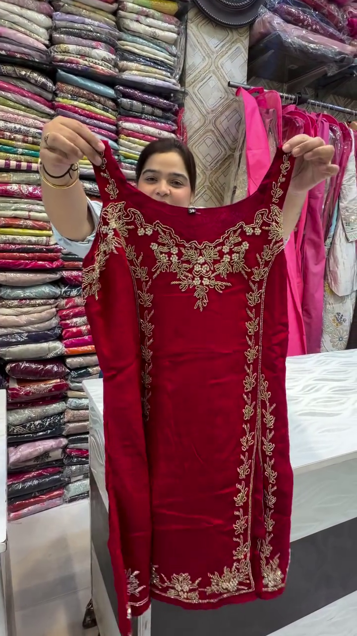 Elegant Maroon Embroidered Salwar Suit Set with Dupatta