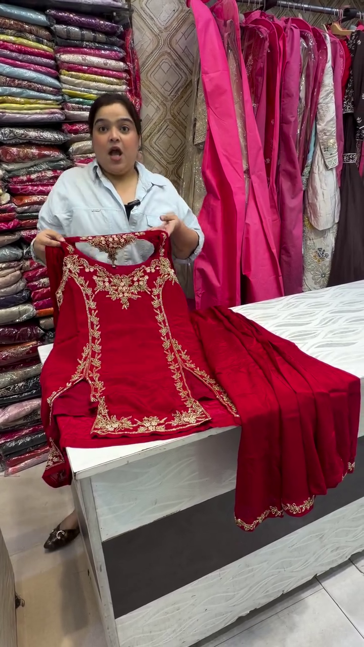 Elegant Maroon Embroidered Salwar Suit Set with Dupatta