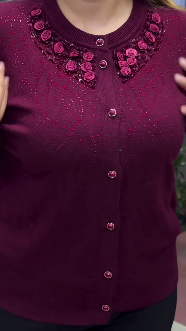 Elegant Embroidered Button-Front Cardigan for Women