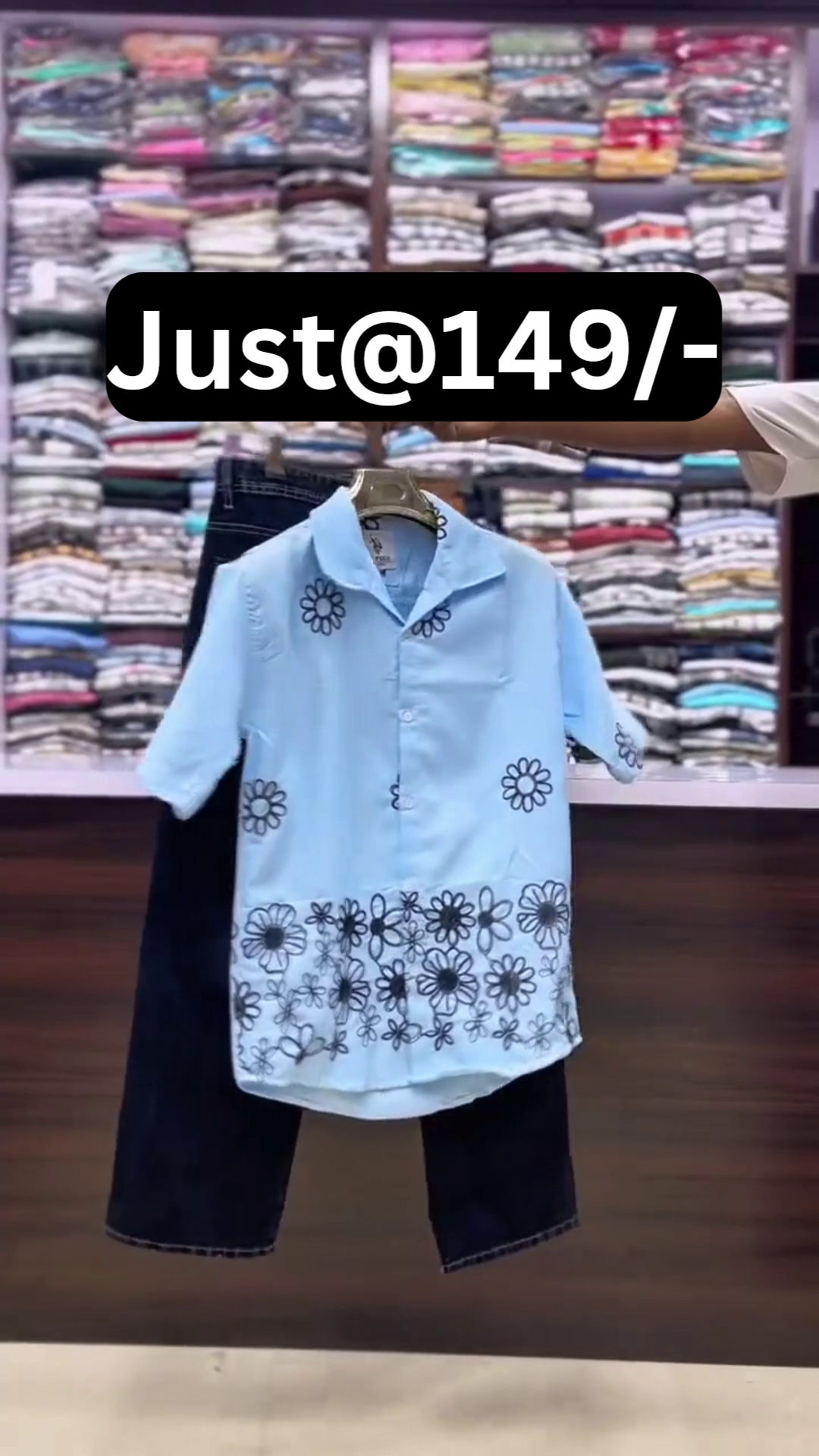 Cute  Floral Shirt & Denim Shorts Set for Kids – Stylish Summer Outfit