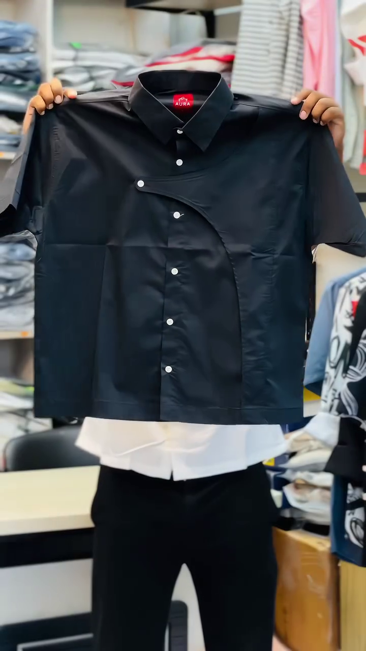 Stylish White Shirt with Brown Contrast Collar and Elegant Chest Pocket Embroidery for a Smart Casual Look