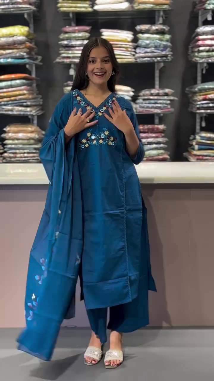 Elegant  Embroidered Kurta Set with Matching Dupatta for Women