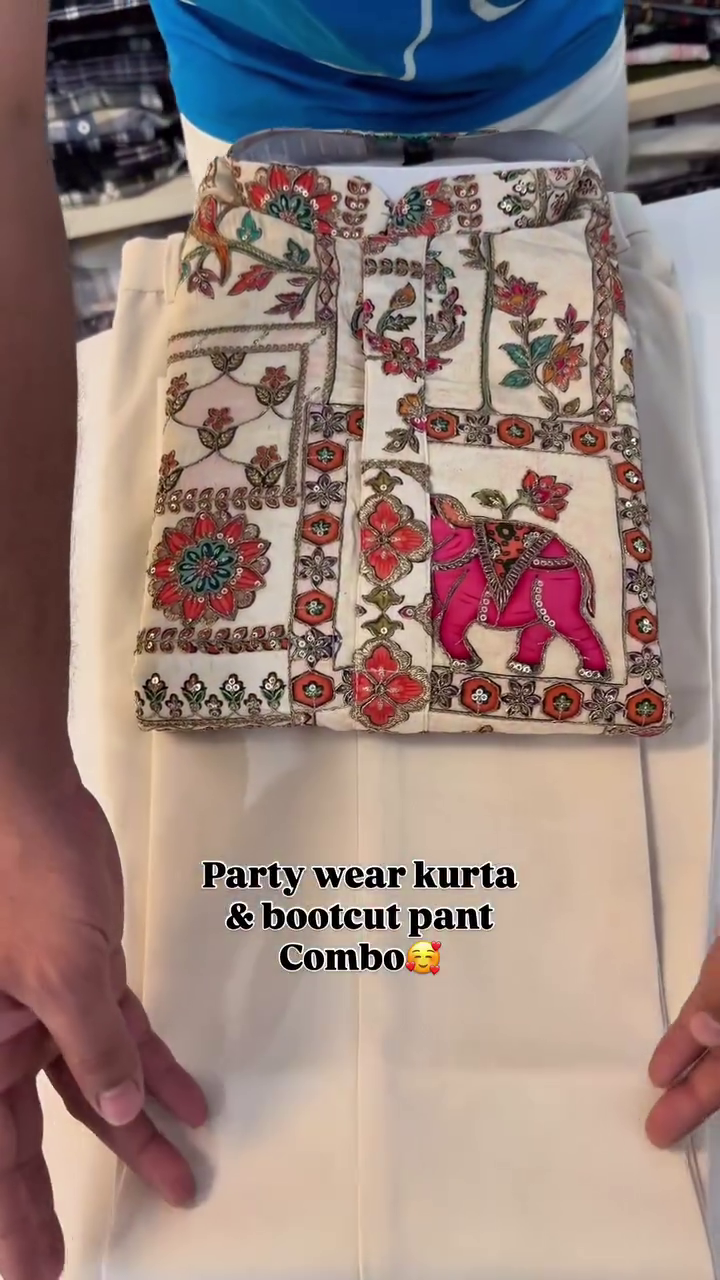Elegant  Party Wear Kurta with Designer Bootcut Pants | Ethnic Fashion Set
