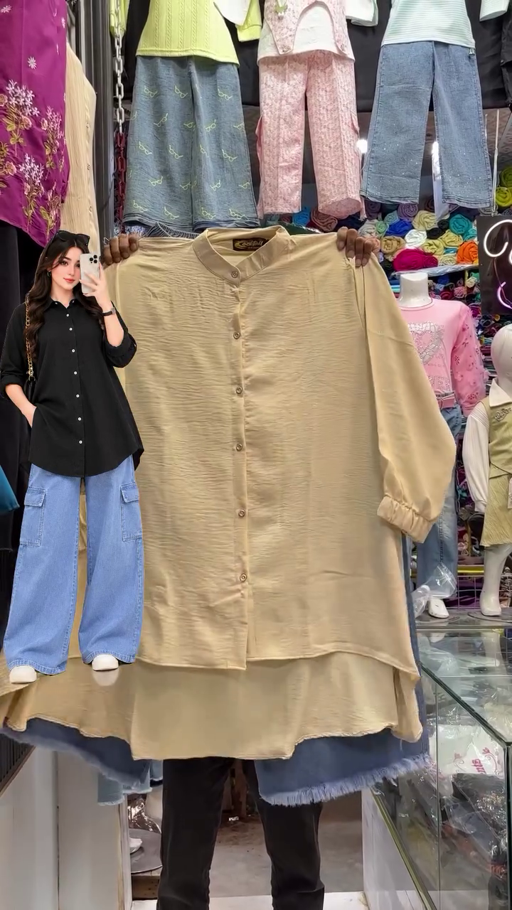 Elegant Beige Button-Down Shirt for Women